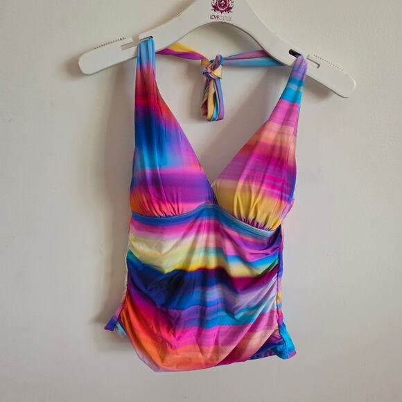 New multicolor La Blanca halter tankini top size 6 - Picture 2 of 4
